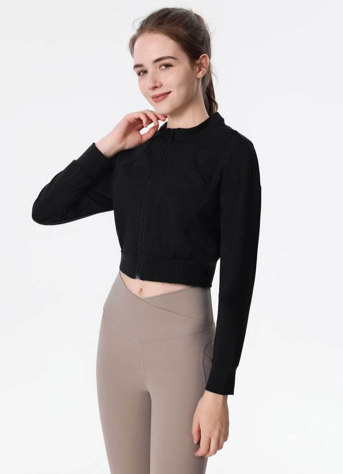 Ribbed Crop Workout Jacket
