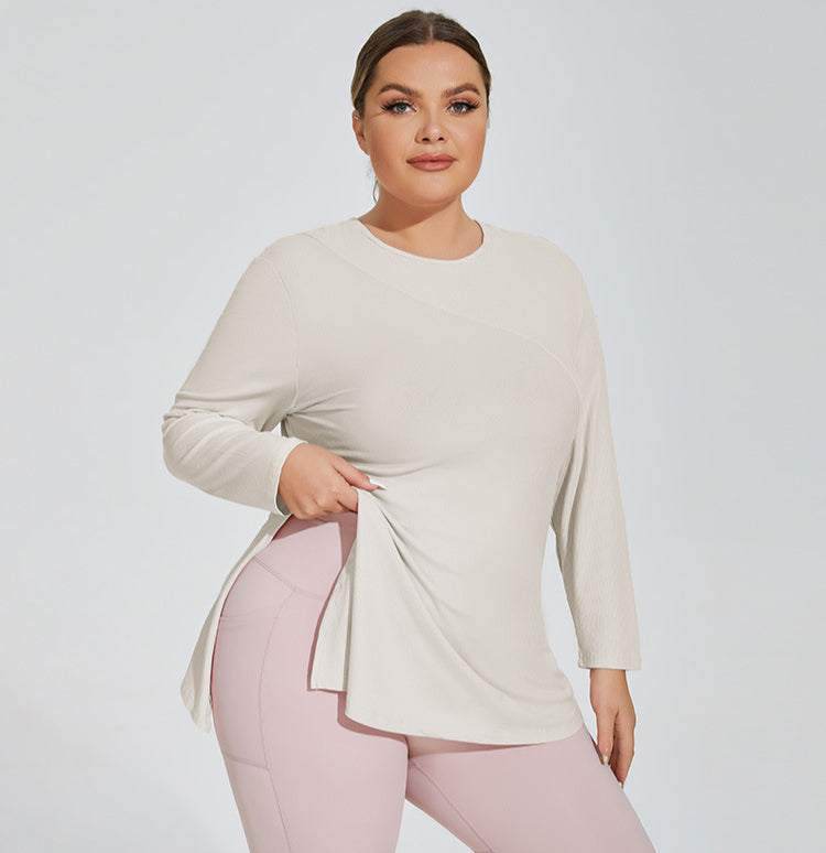 Plus Size Yoga Long Sleeve Hooded T-Shirt