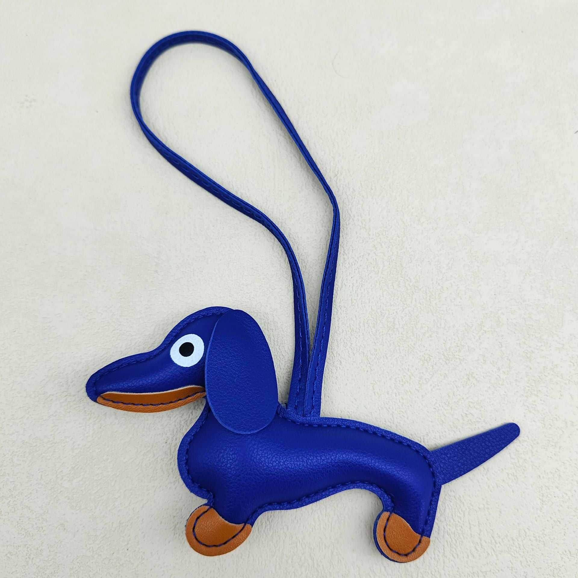 Cute Leather Dachshund Keychain