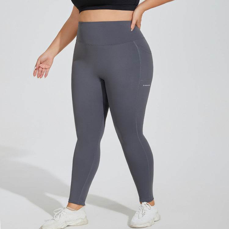 Plus Size Seamless Sports Leggings With Pocket