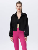Casual Loose Sports Jacket with High Collar and Zipper