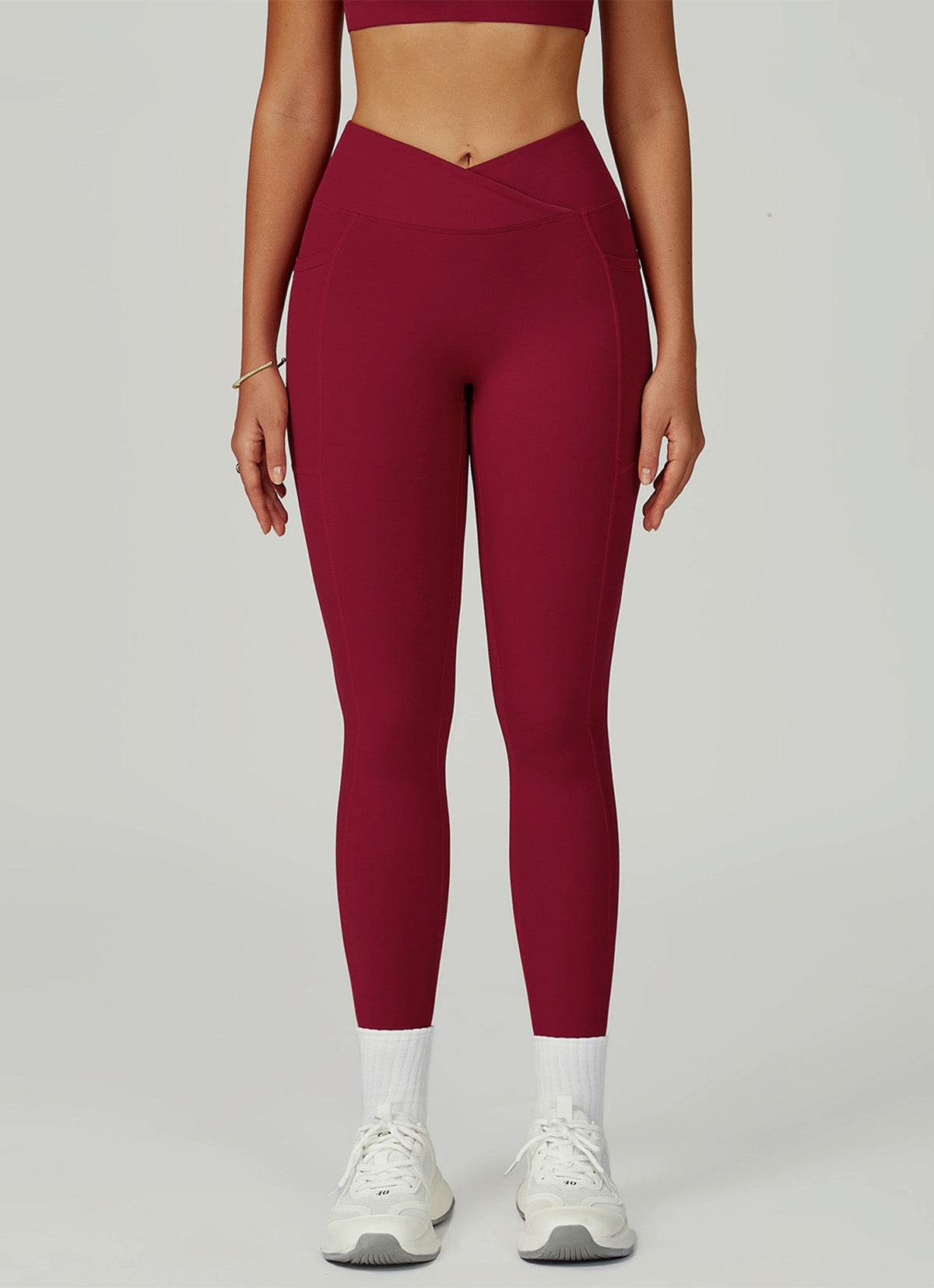 Cross Waist Yoga Leggings with Pockets