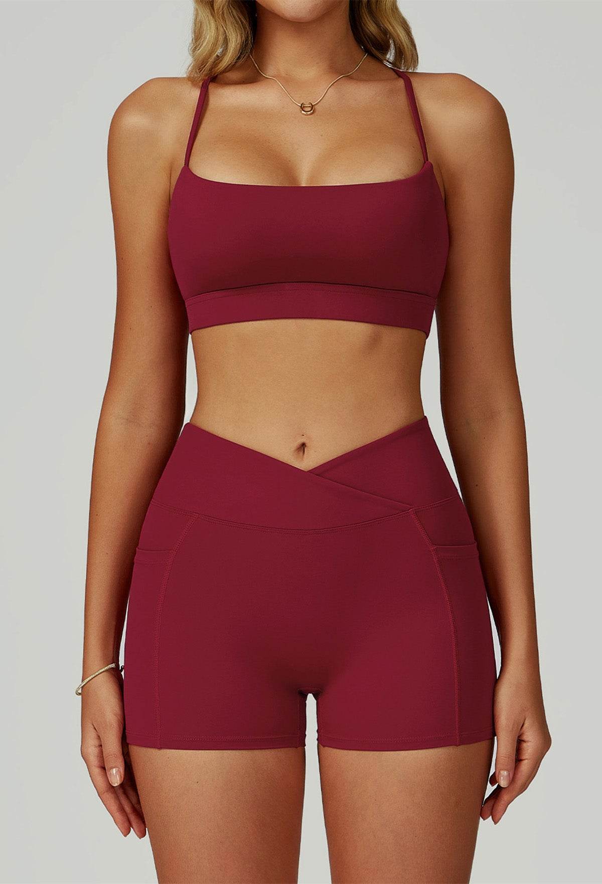Activewear Set with Cross Back Bra and Short