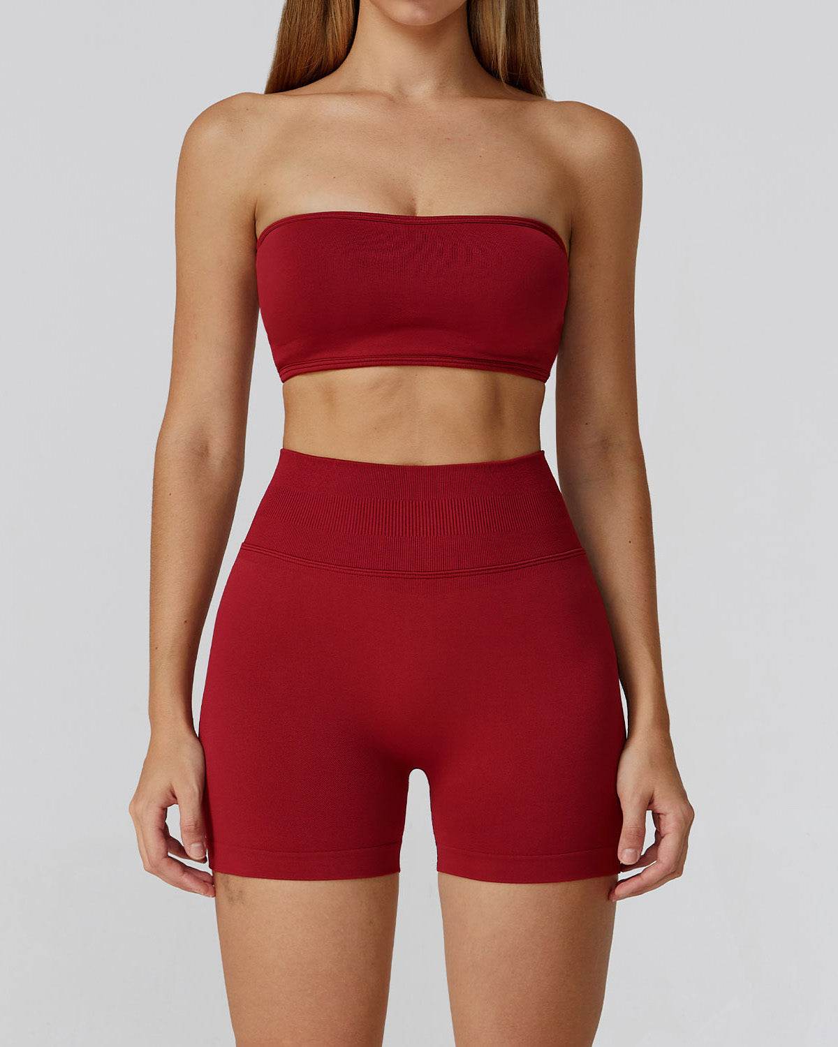 Athletic Wear with Strapless Tube Top and Short