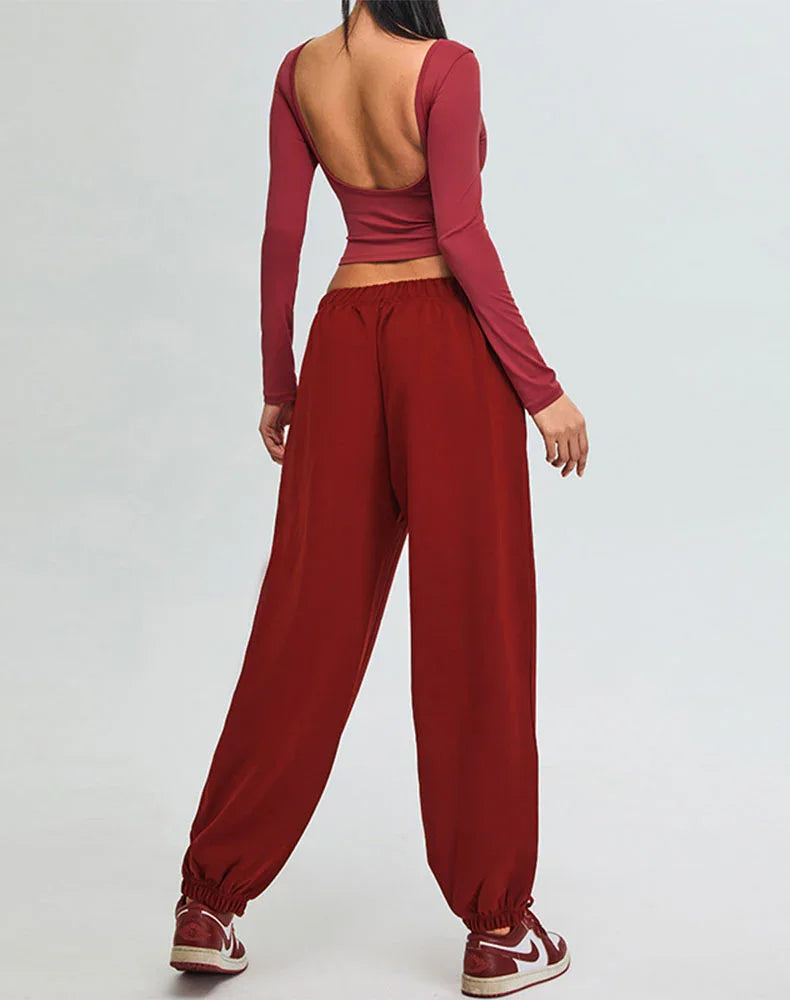 Activewear Set with U-Shaped Back Top and Sweatpant