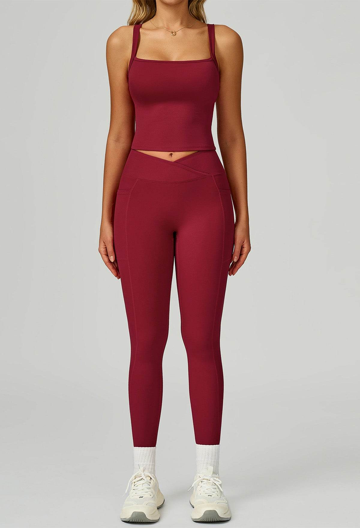 Activewear Set with Wide Strap Tank Top and Legging