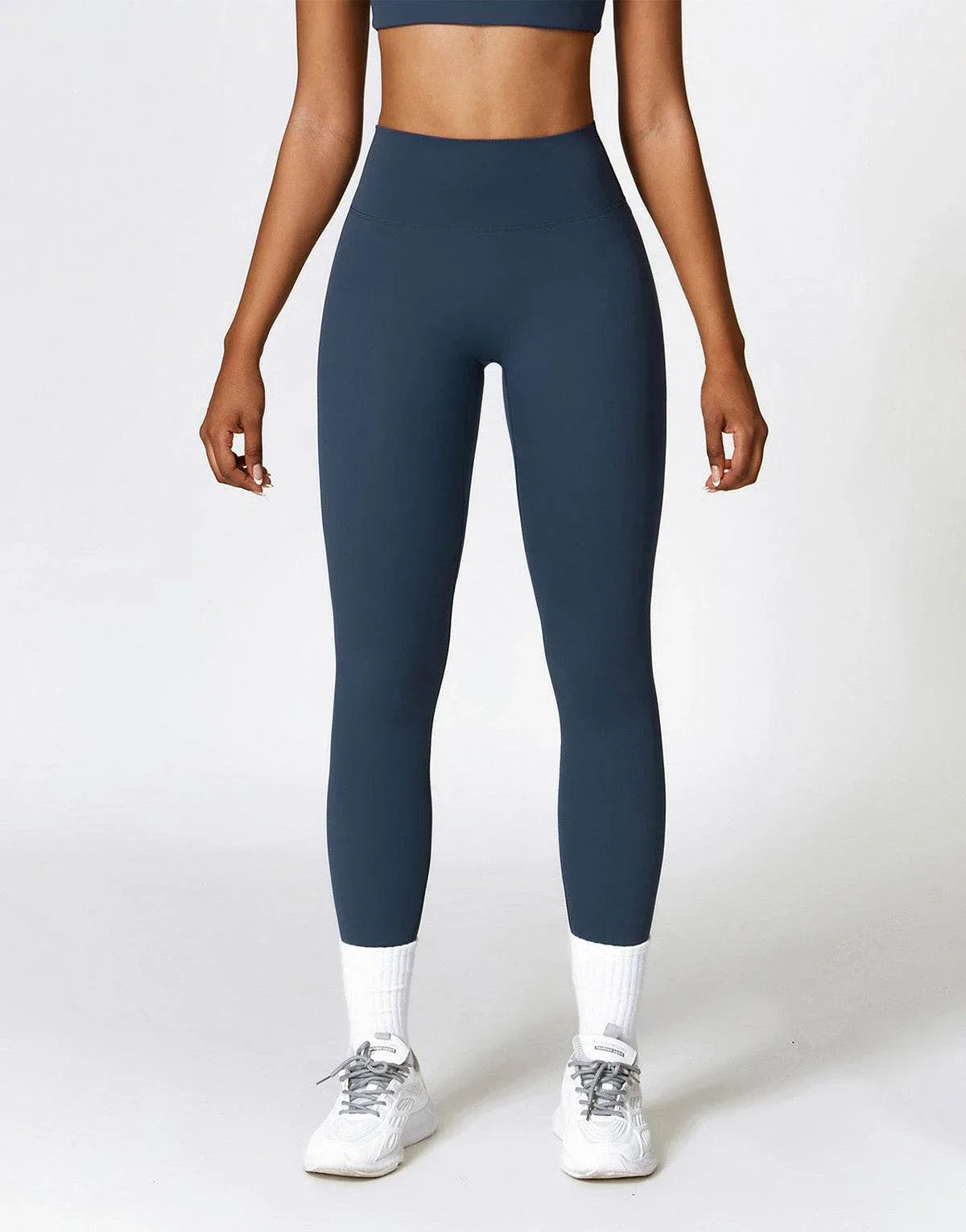 No Front Seam High Waist Sports Leggings - Badge Blue