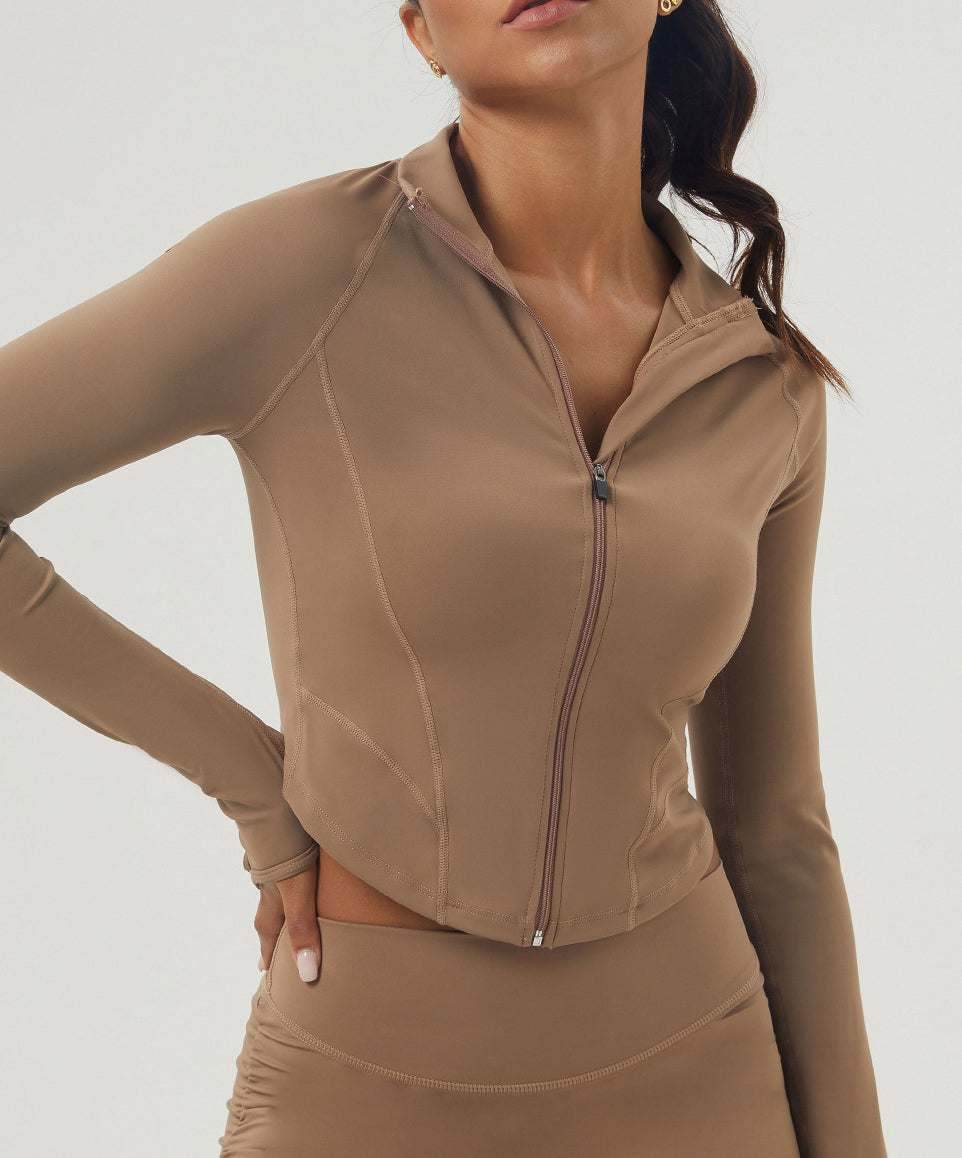 Long Sleeve Zip Up Cropped Sports Jacket