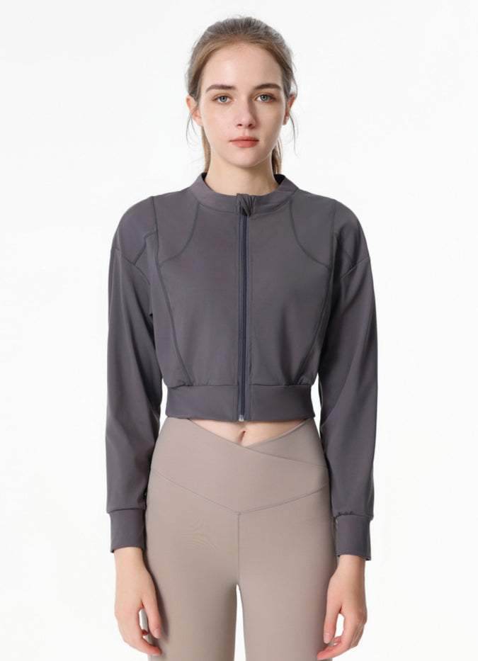 Ribbed Crop Workout Jacket