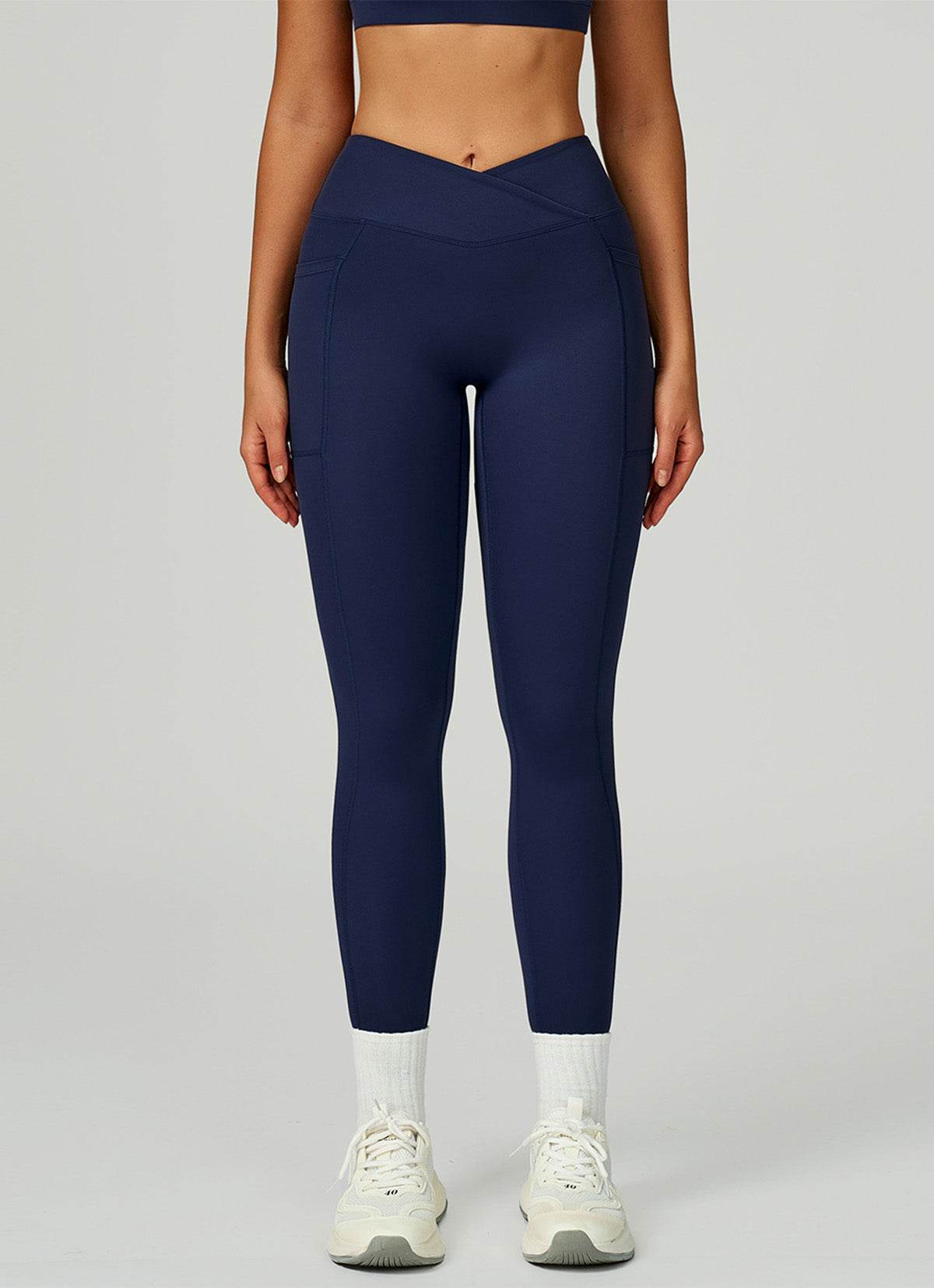 Cross Waist Yoga Leggings with Pockets