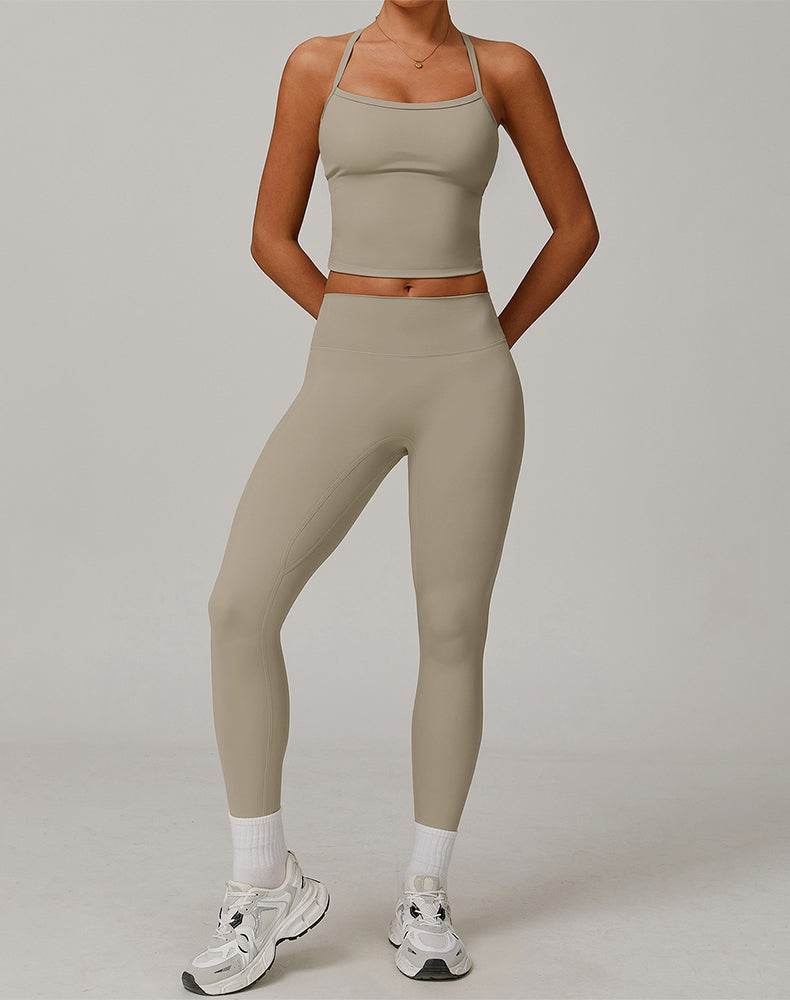 Athletic Wear with Criss Cross Back Tank Top and Legging