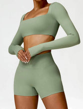 2 Piece Workout Set With Crop Top and Shorts