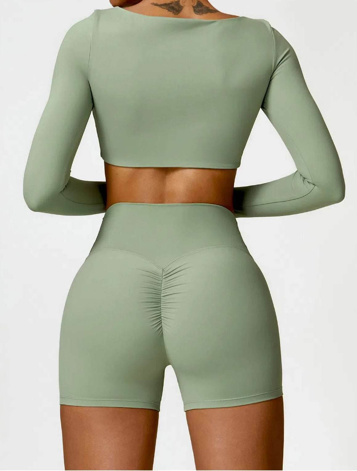 2 Piece Workout Set With Crop Top and Shorts