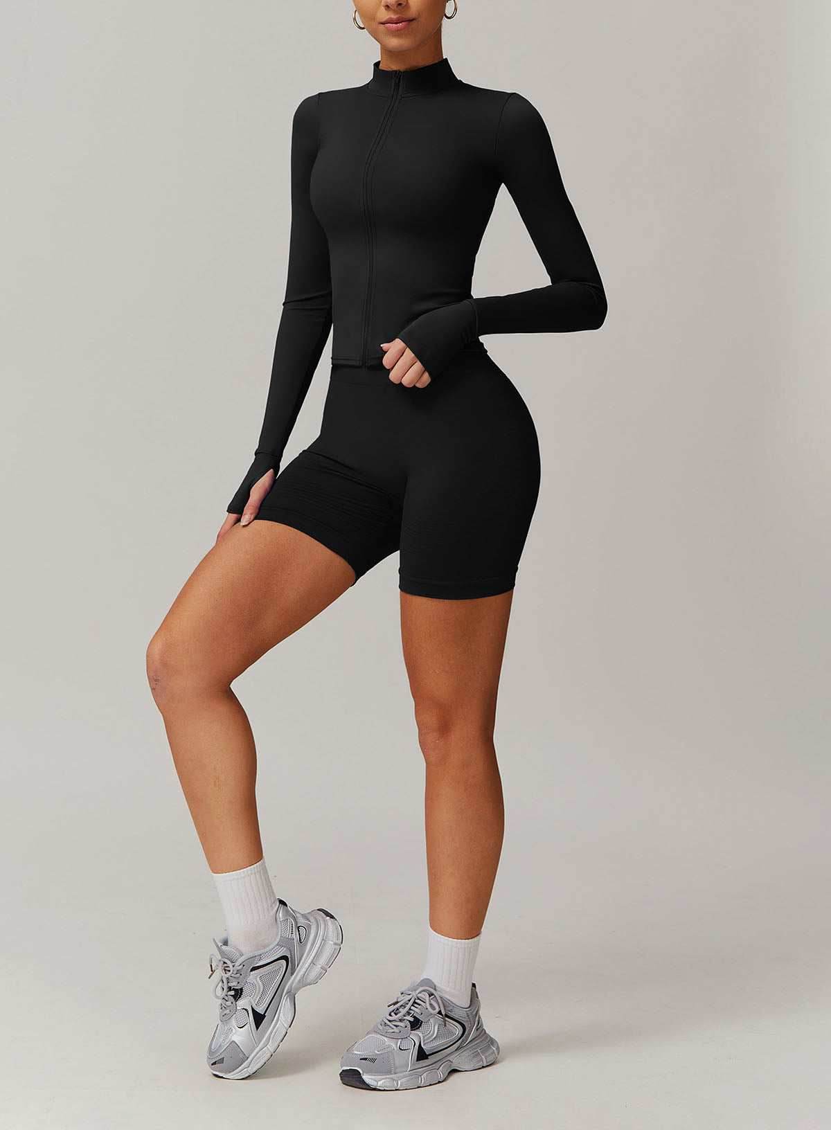 Activewear Set with Sports Jacket and Shorts
