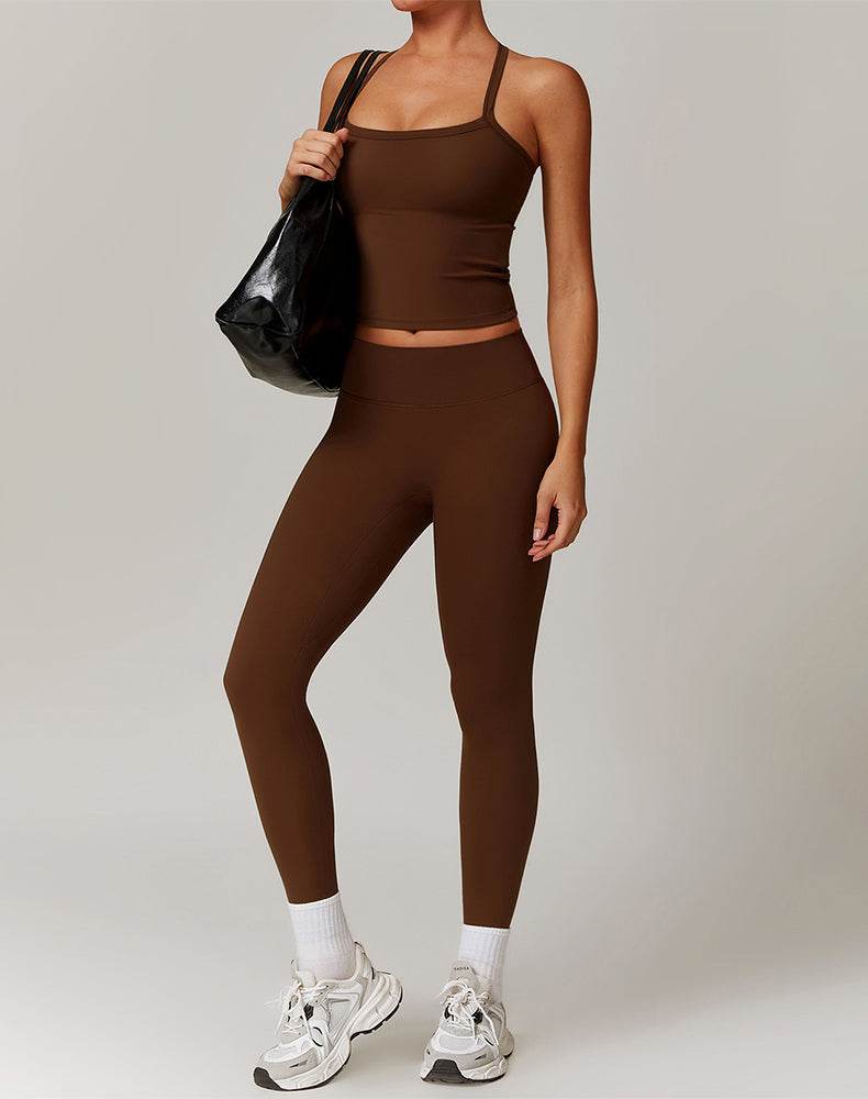 Athletic Wear with Criss Cross Back Tank Top and Legging
