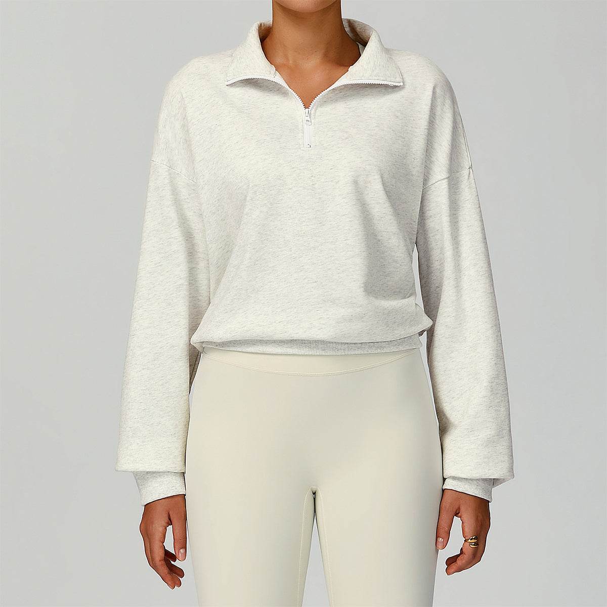 Half Zip Long Sleeve Crop Top Sports Sweatshirt