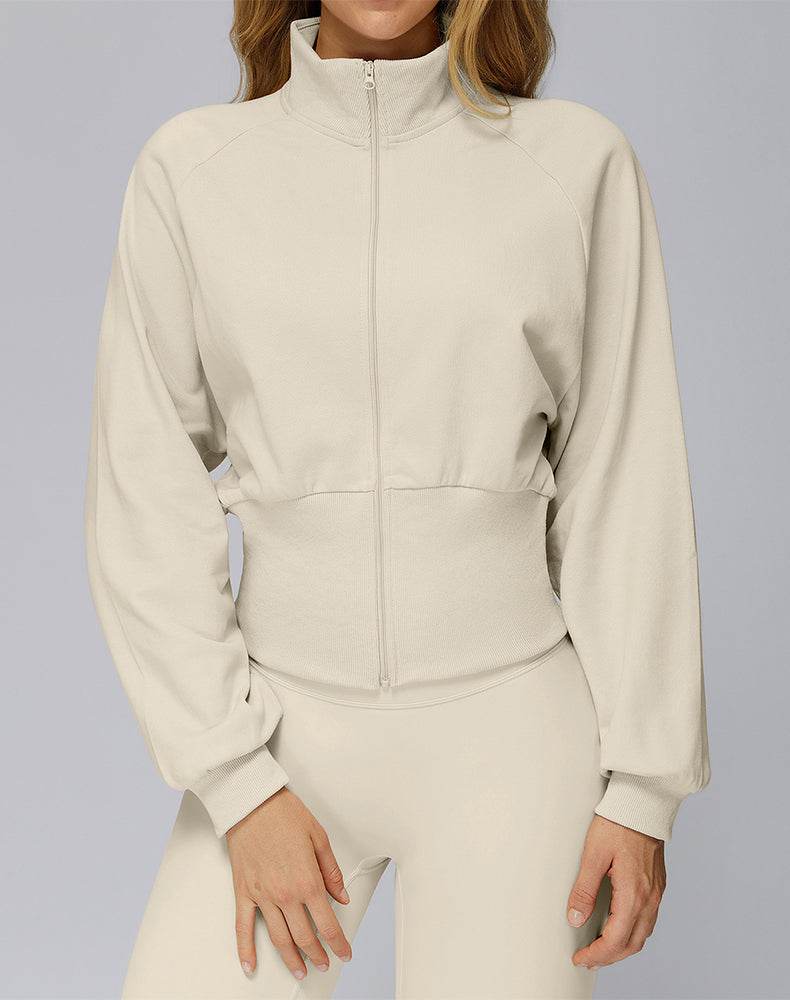 Zip Up Casual Jacket Workout Long Sleeve Crop Tops