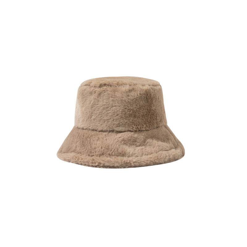 Faux Fur Winter Bucket Hat Fuzzy Warm Fisherman Cap