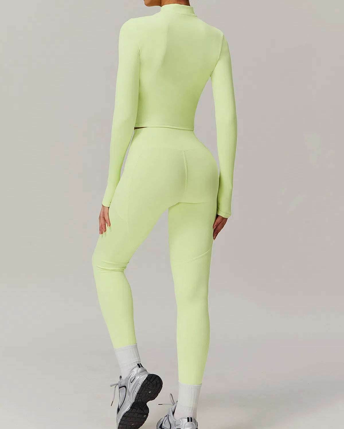 Solid Yoga Set With Sports Jacket and Legging