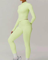 Solid Yoga Set With Sports Jacket and Legging