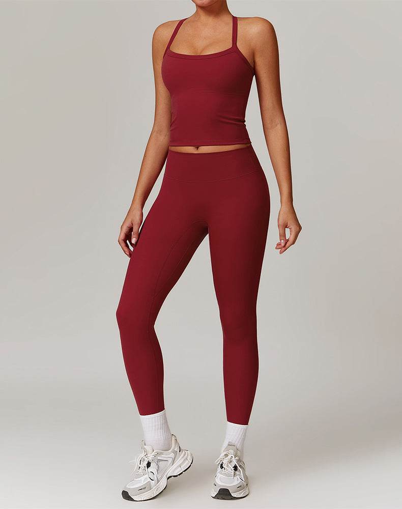 Athletic Wear with Criss Cross Back Tank Top and Legging