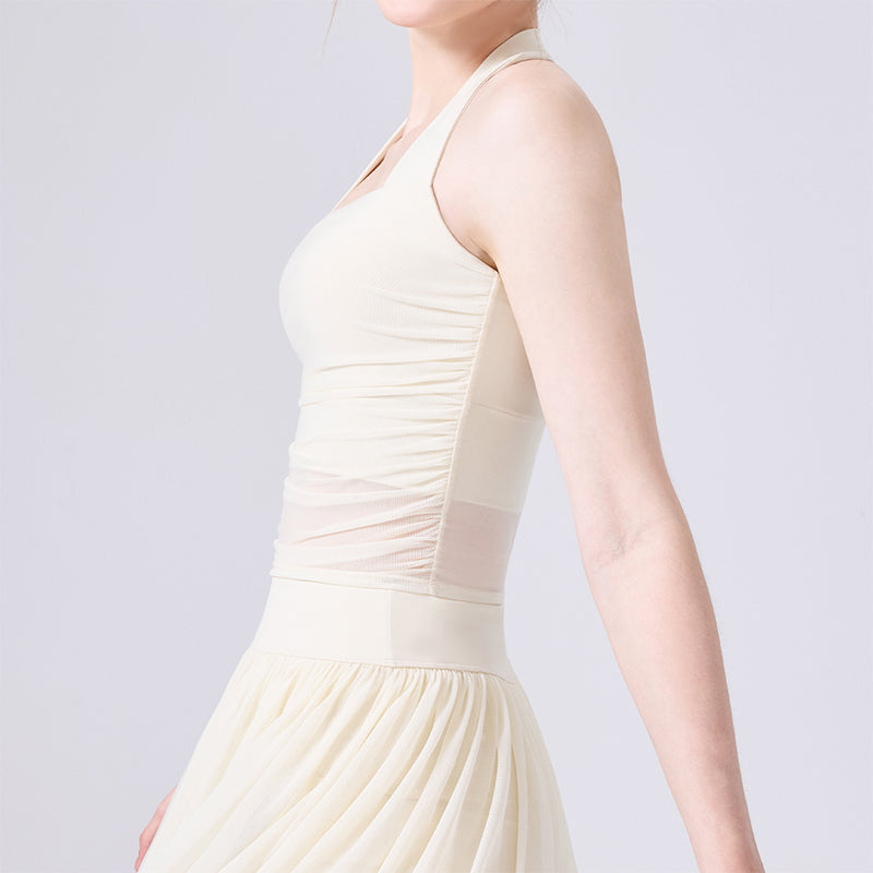Halter Mesh Crop Tank Top Backless Slim Fit Sleeveless Shirt -