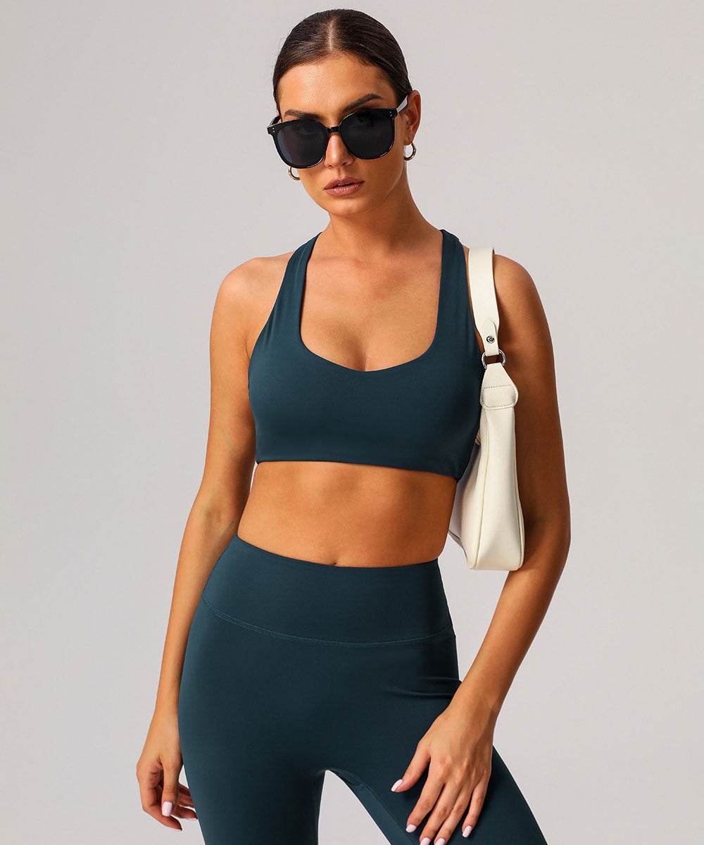 Racerback Sport Bra Tops with Built in Chest Pads
