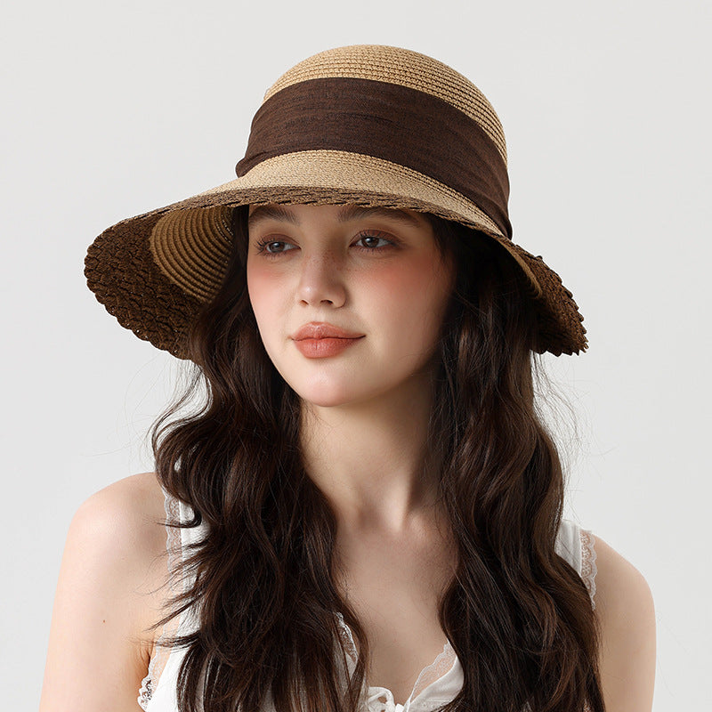 Summer Beach Straw Peach Shaped Hat with Bow