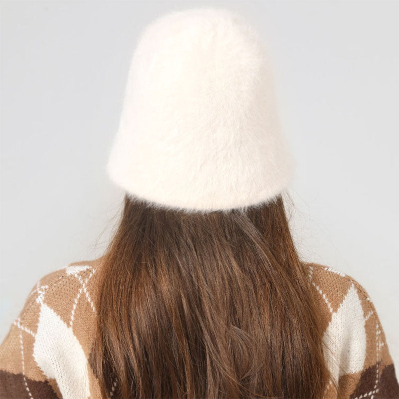 Winter Furry Cloche Hat Fisherman Cap Soft Warm Bucket Hat