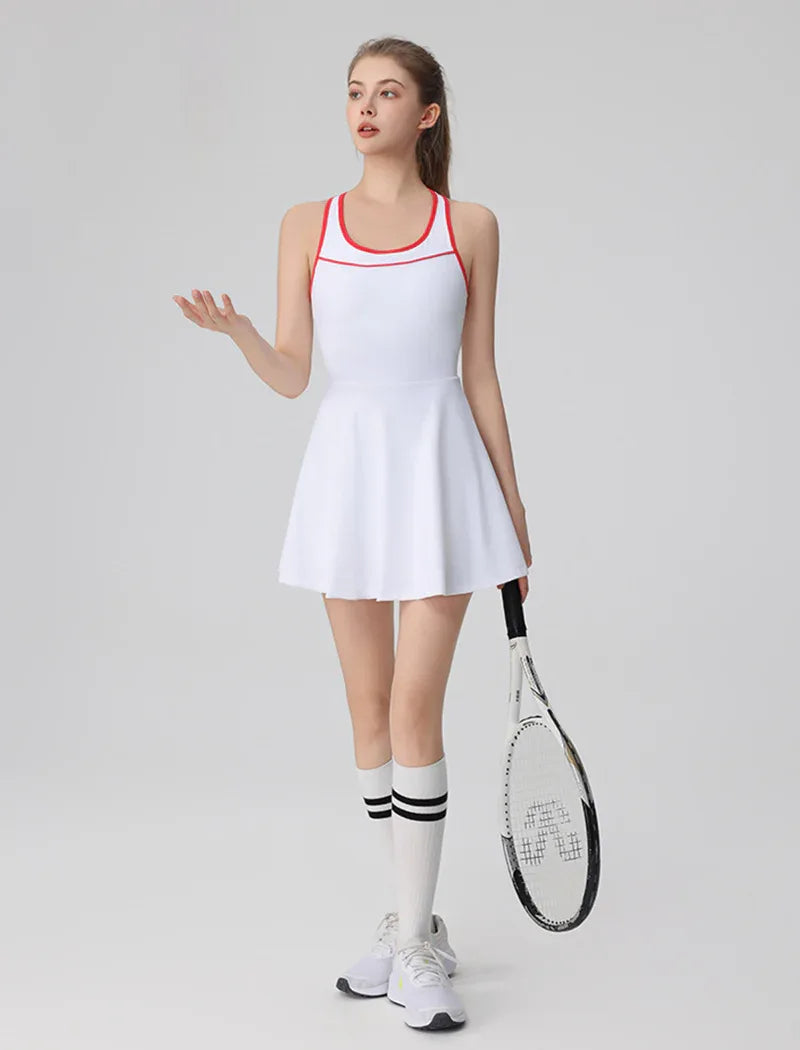 Racerback Tennis Dress with Short Contrast Colors Golf Dress -