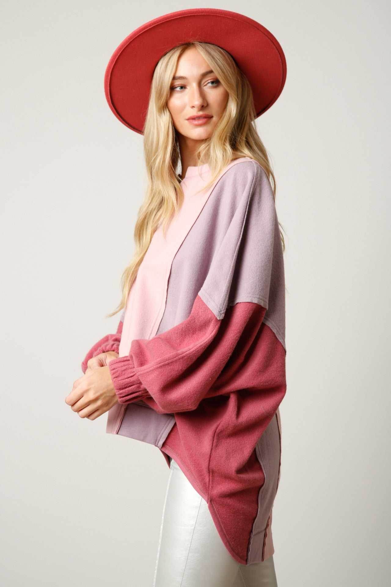 Color Block Oversized Sweatshirt