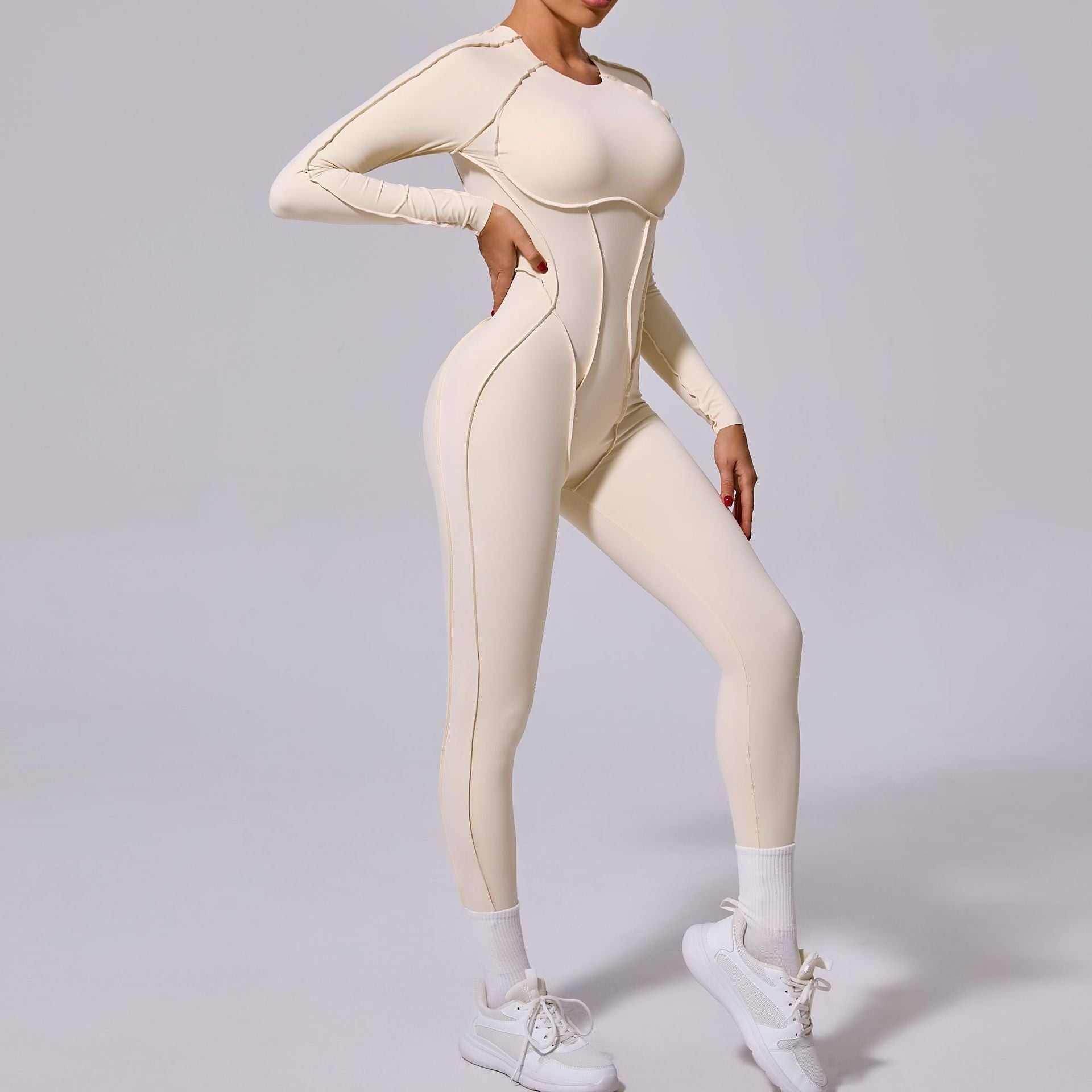 Long Sleeve Backless Yoga Jumpsuits -