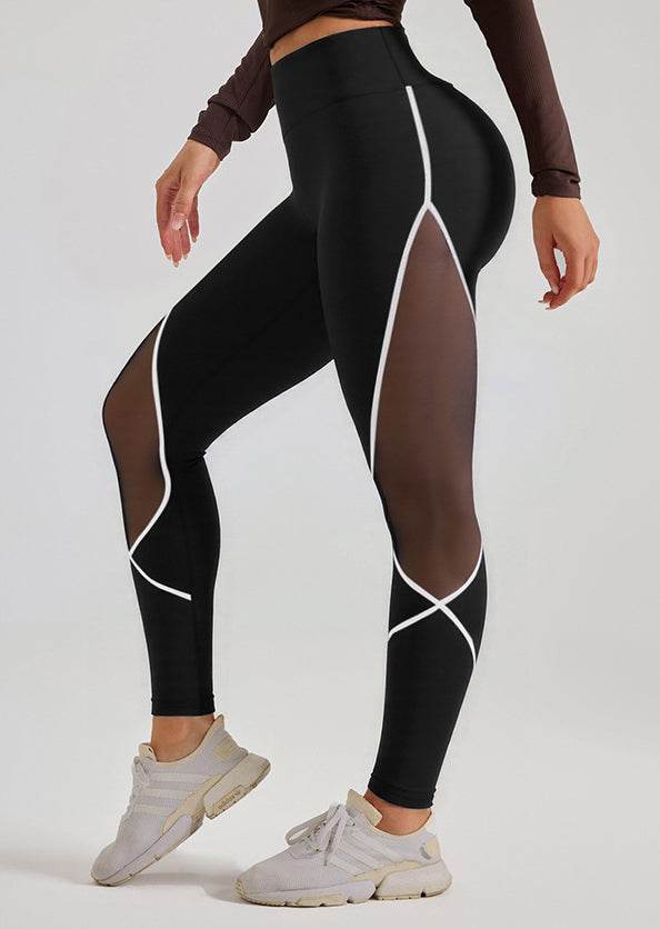 High Waist Color Block Mesh Yoga Legging