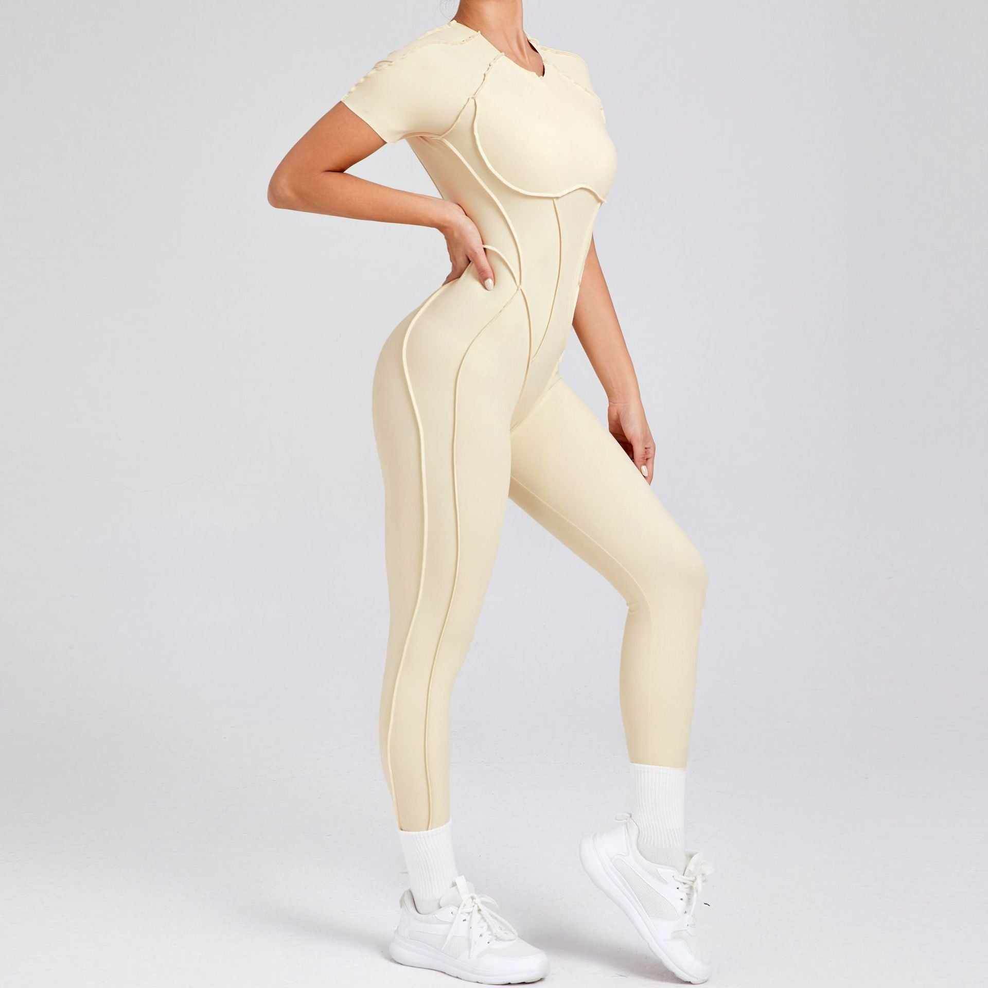 Short Sleeve Backless Yoga Jumpsuits