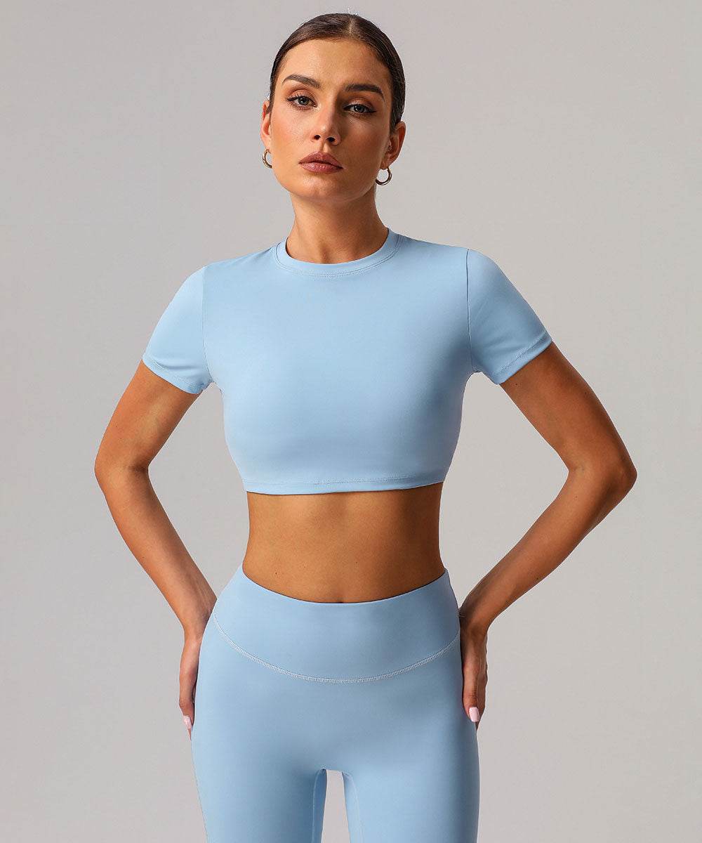 Classic Short Sleeve Crop Workout Tops