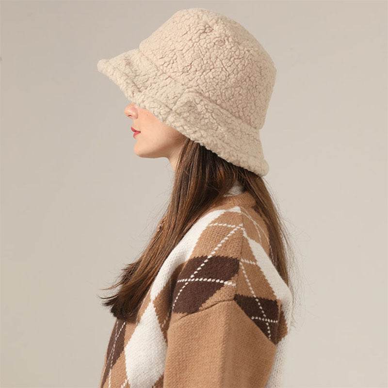 Winter Bucket Hat Trendy Fleece Warm Fisherman Cap