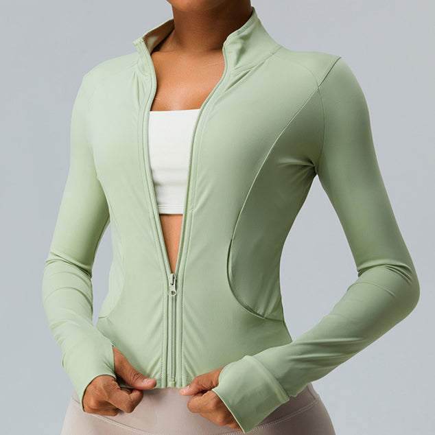 Cropped Full Zip Slim Fit Athletic Jacket