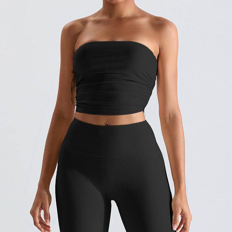 No Strap Bandeau Sports Bra - Black