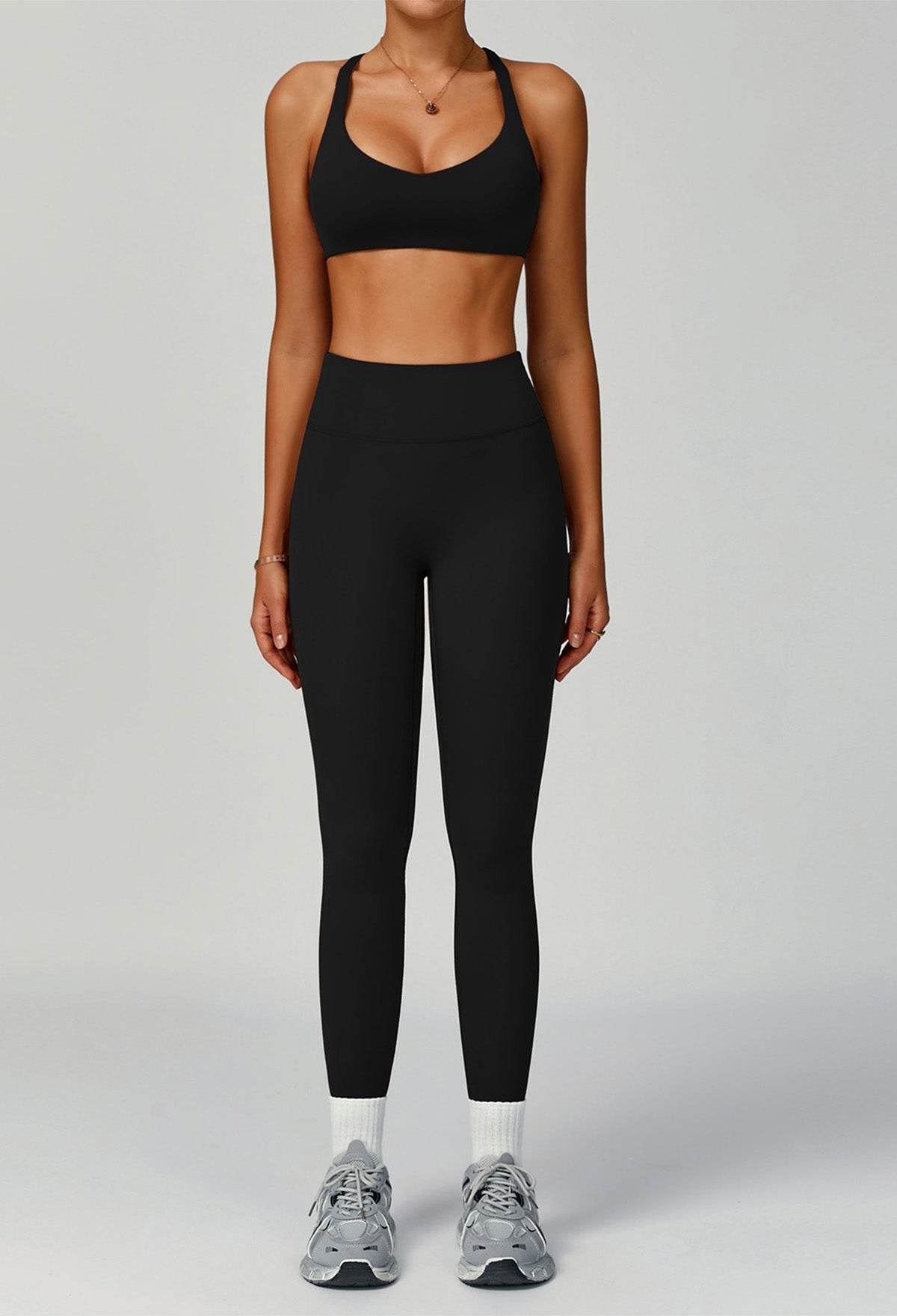 Activewear Set with X Shaped Back Sport Bra and Legging