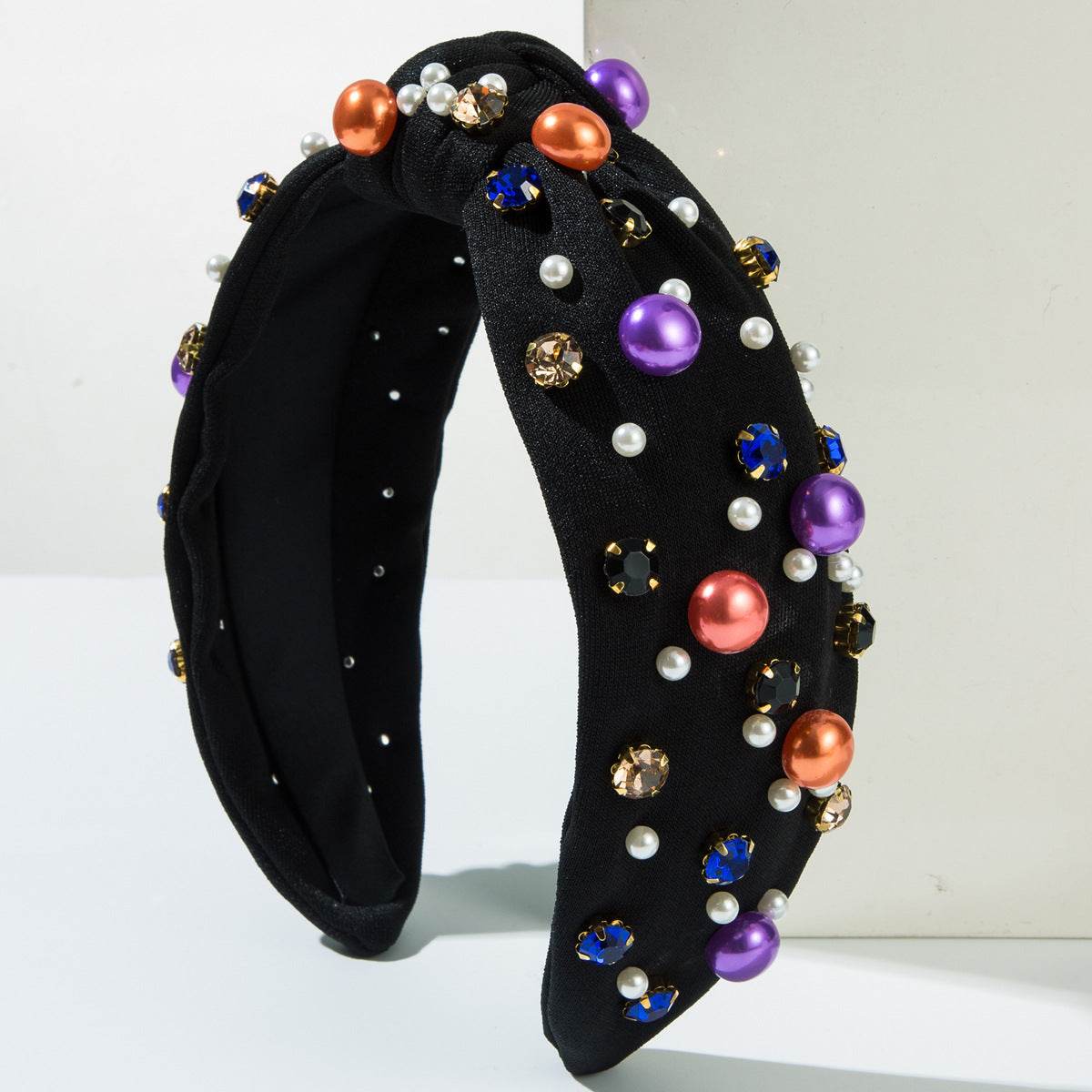 Halloween Pearl Rhinestone Knotted Headband Hair Accessories