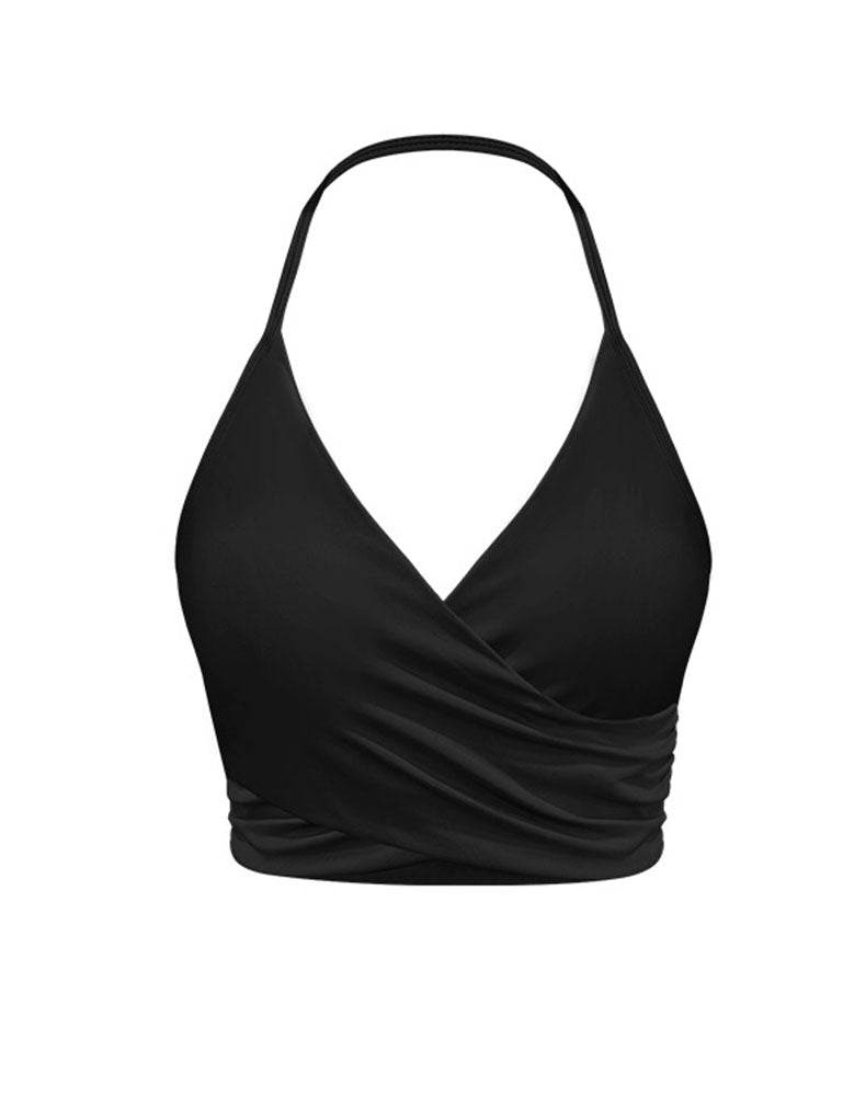 Halter Sports Tank Crop Tops with Removable Bra Pad