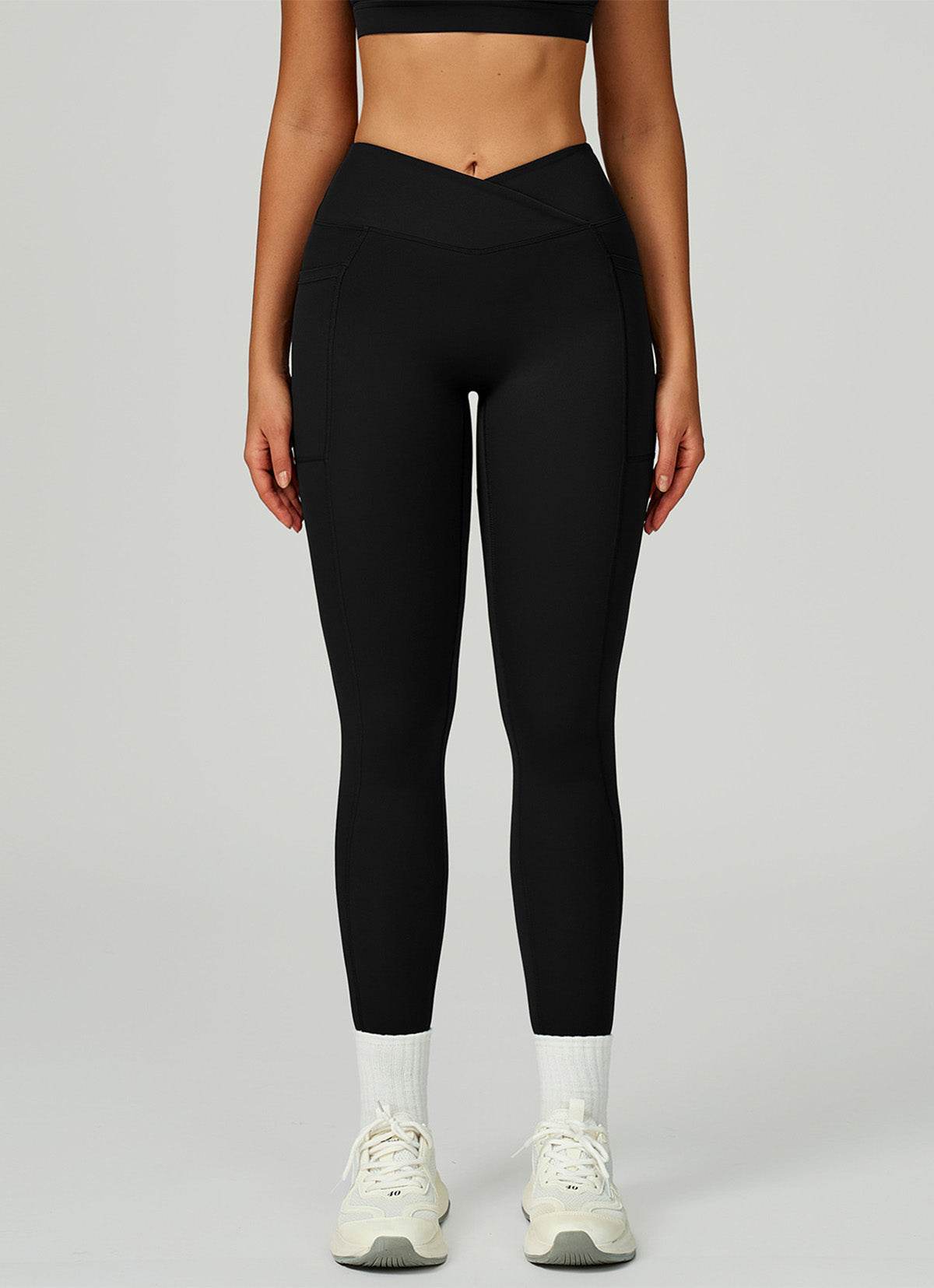Cross Waist Yoga Leggings with Pockets