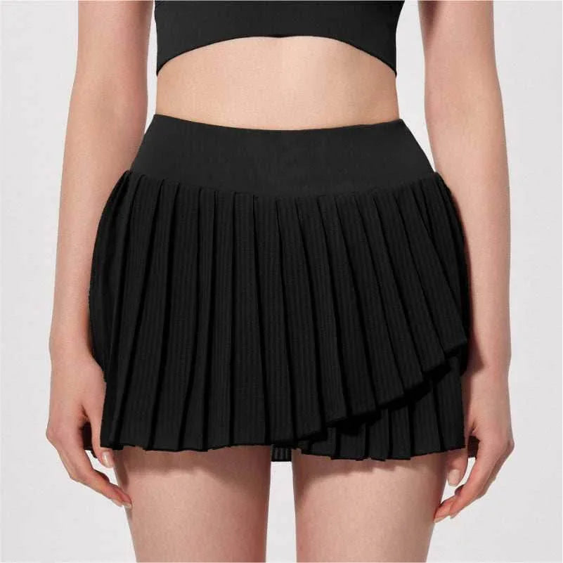 Fashion Solid Color Double Layer Tennis Skirt