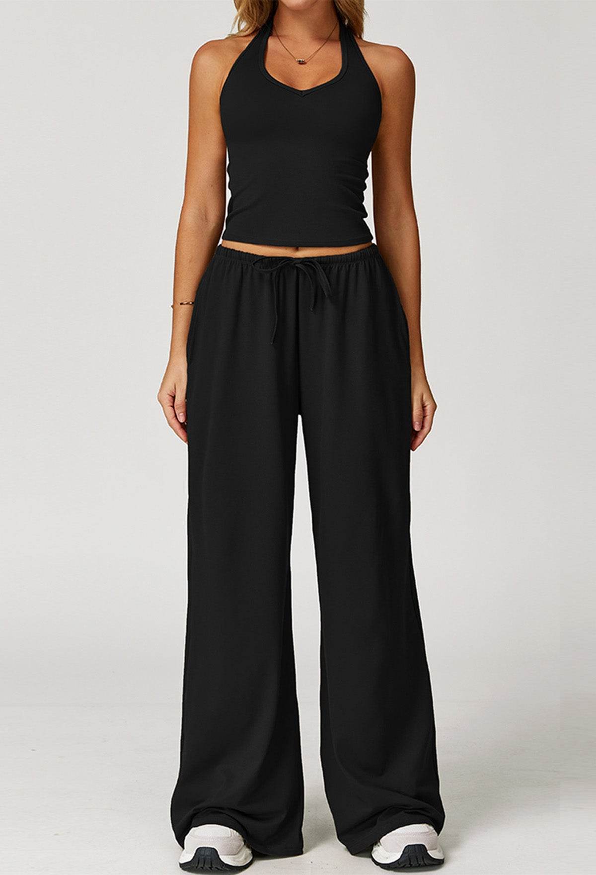 Activewear Wear with Tank Top and Wide Leg Lounge Pants