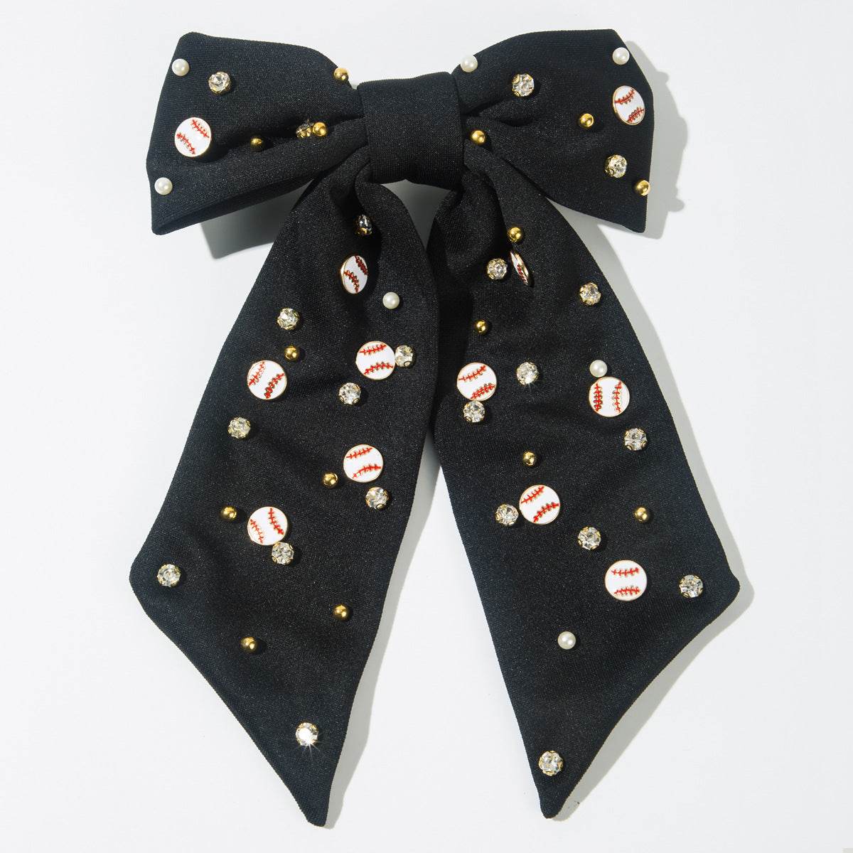 Game Day Hair Bow Clips Rhinestone Baseball Hair Accessories