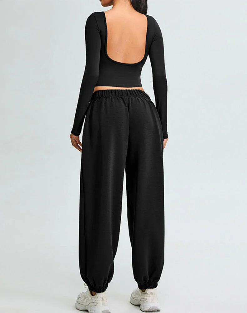 Activewear Set with U-Shaped Back Top and Sweatpant
