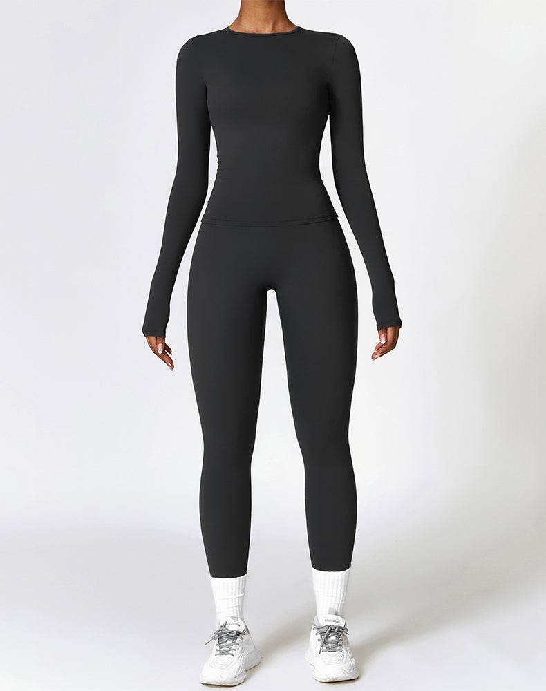 Athletic Wear with Long Sleeve Slim Fit T-Shirt and Legging