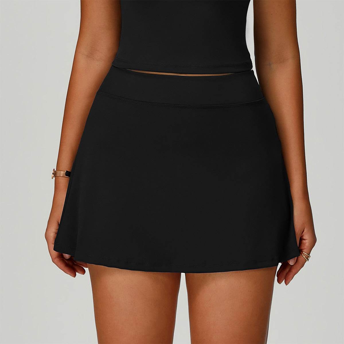 A Line Tennis Golf Skirt with Short and Pockets - Black