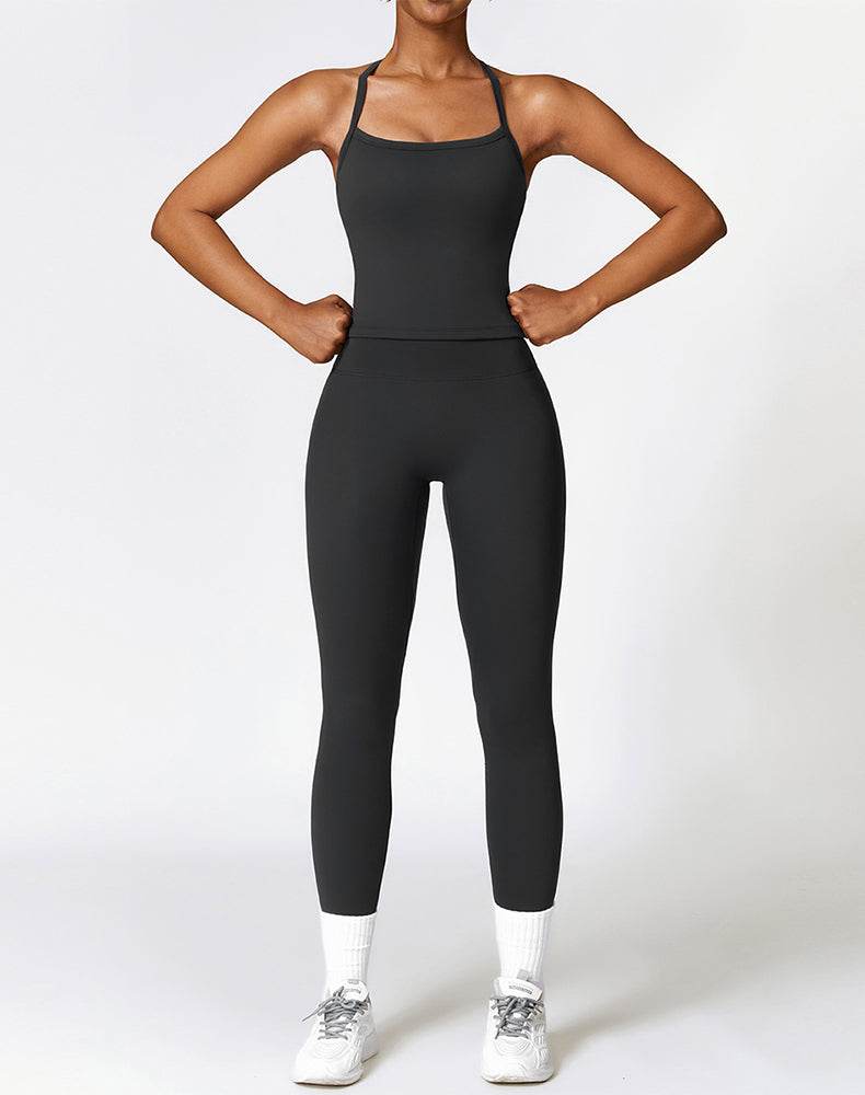Athletic Wear with Criss Cross Back Tank Top and Legging