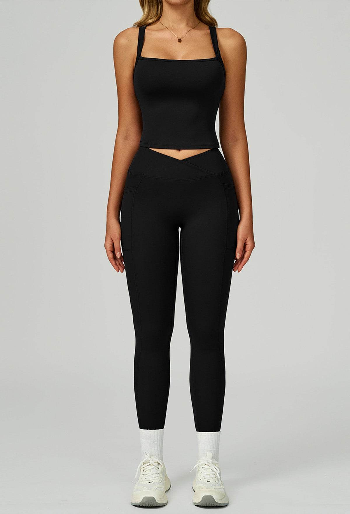 Activewear Set with Wide Strap Tank Top and Legging